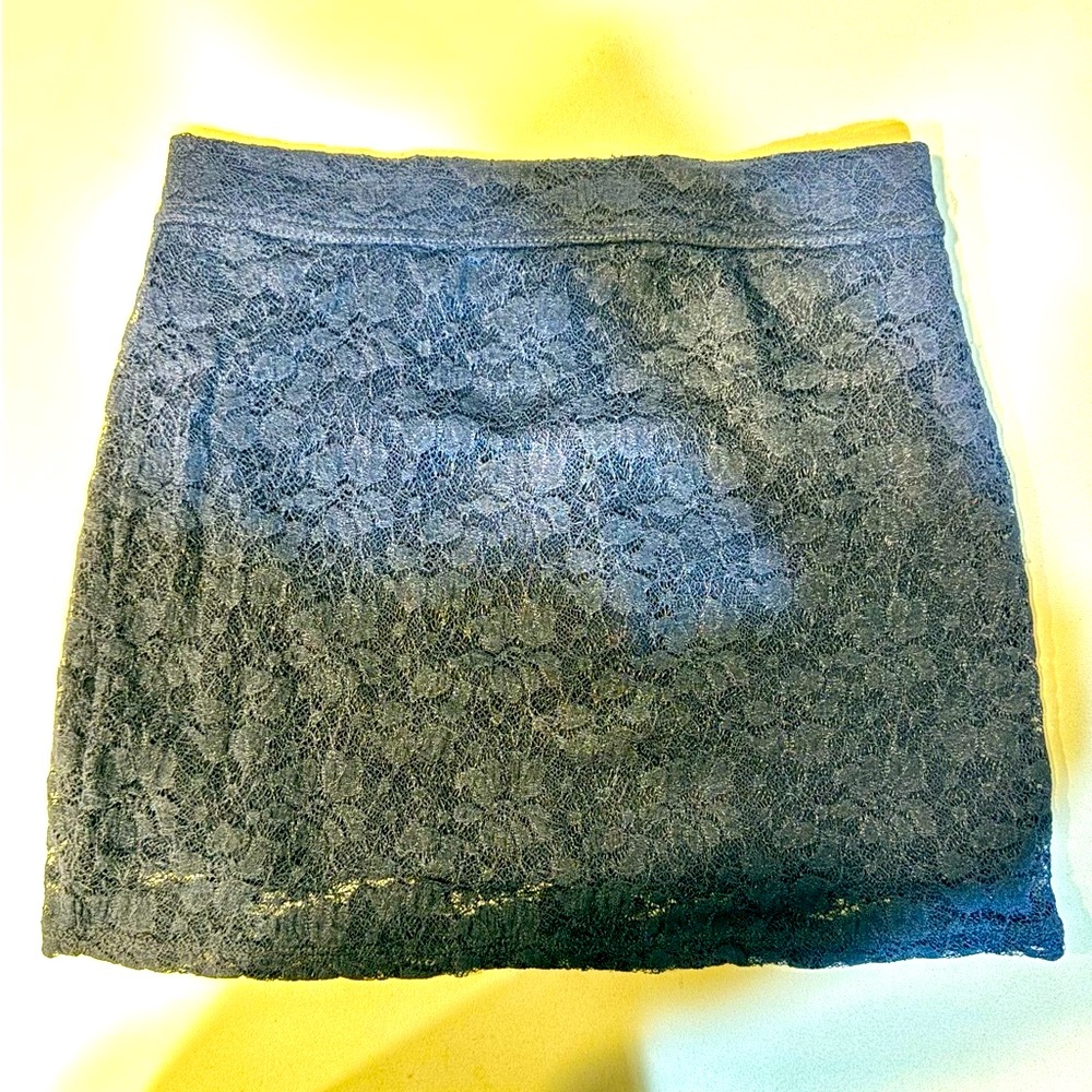 Forever 21 Navy Blue (Black) Lace Mini Skirt